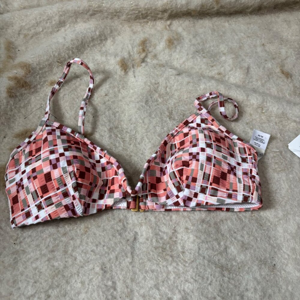 NEW L*SPACE 'Block Party Helena' V-Wire Bralette Bikini Top Size M